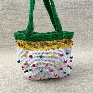 Handmade Beaded Knit Tote Bag